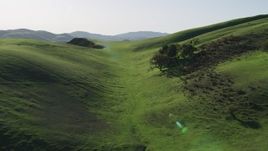 4K aerial stock footage Green hills in Hollister, California Aerial Stock Footage | AX70_124