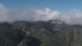 4K aerial stock footage Cloud-capped Santa Lucia Range mountains in California Aerial Stock Footage | AX70_260