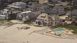 5.1K aerial stock footage of beachfront homes in Bay Head, Jersey Shore, New Jersey Aerial Stock Footage | AX71_083