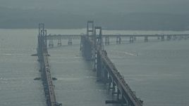 5.1K aerial stock footage of a view of the Chesapeake Bay Bridge, Maryland Aerial Stock Footage | AX73_002