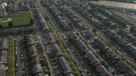 5.1K aerial stock footage flying over a neighborhood of row houses in Baltimore, Maryland Aerial Stock Footage | AX73_059