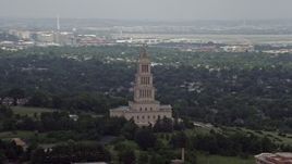 4.8K aerial stock footage of the George Washington Masonic National Memorial in Alexandria, Virginia Aerial Stock Footage | AX74_026E