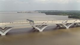 4.8K aerial stock footage of Woodrow Wilson Memorial Bridge Spanning the Potomac River Aerial Stock Footage | AX74_029