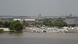 4.8K aerial stock footage of the United States Capitol in Washington DC seen from the James Creek Marina Aerial Stock Footage | AX74_035