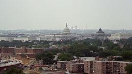 4.8K aerial stock footage of the United States Capitol and Thomas Jefferson Building Domes in Washington DC Aerial Stock Footage | AX74_041