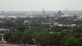 4.8K aerial stock footage of the domes of United States Capitol and Thomas Jefferson Building in Washington DC Aerial Stock Footage | AX74_042