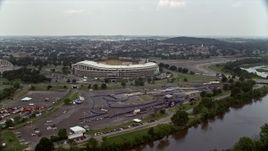 4.8K aerial stock footage of Robert F. Kennedy Memorial Stadium in Washington DC Aerial Stock Footage | AX74_044