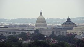 4.8K aerial stock footage of the United States Capitol and Library of Congress Buildings in Washington DC Aerial Stock Footage | AX74_058E