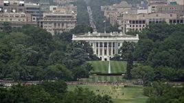 4.8K aerial stock footage of The White House and South Lawn in Washington DC Aerial Stock Footage | AX74_070E
