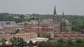 4.8K aerial stock footage of Georgetown University Buildings in Washington DC Aerial Stock Footage | AX74_082