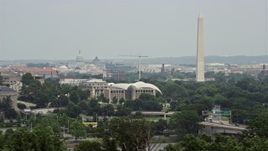 4.8K aerial stock footage of the United States Capitol, United States Institute of Peace, and the Washington Monument in Washington DC Aerial Stock Footage | AX74_107