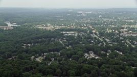 4.8K aerial stock footage of suburban homes and trees in Alexandria, Virginia Aerial Stock Footage | AX74_124