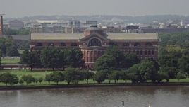 4.8K aerial stock footage of Roosevelt Hall, home to the National War College in Washington DC Aerial Stock Footage | AX75_049