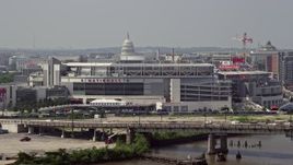 4.8K aerial stock footage of Nationals Park and the United States Capitol Dome in Washington DC Aerial Stock Footage | AX75_052