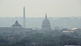 4.8K aerial stock footage of Washington Monument behind Capitol Building and the Supreme Court in Washington DC Aerial Stock Footage | AX75_064