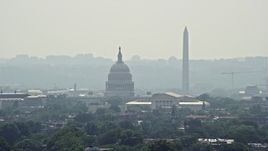 4.8K aerial stock footage of the United States Capitol, Supreme Court, and the Washington Monument in Washington DC Aerial Stock Footage | AX75_065