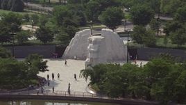 4.8K aerial stock footage approaching the Martin Luther King Jr. National Memorial in Washington DC Aerial Stock Footage | AX75_083E