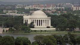 4.8K aerial stock footage approaching the Jefferson Memorial in Washington DC Aerial Stock Footage | AX75_085