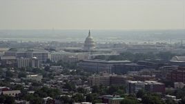 4.8K aerial stock footage of the United States Capitol seen from across Washington DC Aerial Stock Footage | AX75_105E