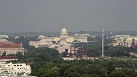 4.8K aerial stock footage of the United States Capitol, revealing Washington Monument and National Mall in Washington DC Aerial Stock Footage | AX75_125