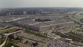 4.8K aerial stock footage orbiting around The Pentagon in Washington DC Aerial Stock Footage | AX75_133E