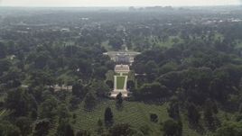 4.8K aerial stock footage approaching, flying over the Tomb of the Unknown Soldier at Arlington National Cemetery in Washington DC Aerial Stock Footage | AX75_137