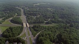 4.8K aerial stock footage of radio towers beside the Ox Road and Fairfax County Parkway crossing in Fairfax Station, Virginia Aerial Stock Footage | AX75_164
