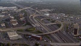 4.8K aerial stock footage of Interstate 95 Interchange, Springfield, Virginia, sunset Aerial Stock Footage | AX76_022