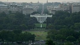 4.8K aerial stock footage flying by The White House and Washington Monument, Washington D.C., sunset Aerial Stock Footage | AX76_047E