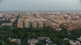4.8K aerial stock footage of apartment and office buildings, Washington D.C., sunset Aerial Stock Footage | AX76_074