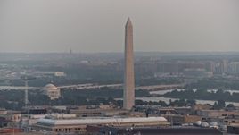 4.8K aerial stock footage of the Jefferson Memorial and the Washington Monument,  Washington D.C., sunset Aerial Stock Footage | AX76_103E