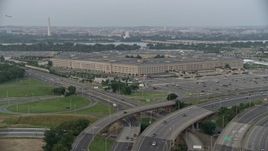 4.8K aerial stock footage approaching The Pentagon, Washington, D.C., twilight Aerial Stock Footage | AX76_123
