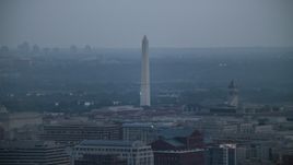 4.8K aerial stock footage of the Washington Monument in Washington, D.C., twilight Aerial Stock Footage | AX76_164