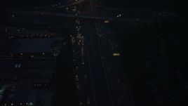 4.8K aerial stock footage of heavy traffic on Interstate 495, Springfield, Virginia, night Aerial Stock Footage | AX76_191
