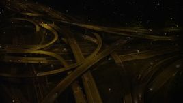 4.8K aerial stock footage approaching Interstate 495 and 395 interchange, Springfield, Virginia, night Aerial Stock Footage | AX77_001E
