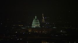 4.8K aerial stock footage of the United States Capitol building in Washington, D.C., night Aerial Stock Footage | AX77_067