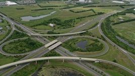 4.8K aerial stock footage of the interchange between Prince William Parkway and Nokeville Road, Manassas, Virginia Aerial Stock Footage | AX78_001E