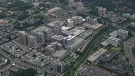 4.8K aerial stock footage of Reston Town Center apartment and office buildings, mall in Reston, Virginia Aerial Stock Footage | AX78_029E