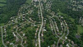 4.8K aerial stock footage flying over suburban neighborhoods in Olney, Maryland Aerial Stock Footage | AX78_050E