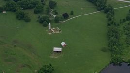 4.8K aerial stock footage of a barn and silo in Brookeville, Maryland Aerial Stock Footage | AX78_059
