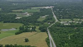 4.8K aerial stock footage flying by farm fields in Ellicott City, Maryland Aerial Stock Footage | AX78_067E