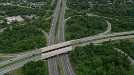 4.8K aerial stock footage of the interchange between Clarksville Pike and Columbia Pike, Maryland Aerial Stock Footage | AX78_070