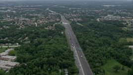 4.8K aerial stock footage of heavy traffic on Interstate 695 in Catonsville, Maryland Aerial Stock Footage | AX78_079