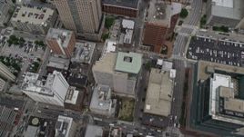4.8K aerial stock footage of bird's eye view of city streets and office buildings in Downtown Baltimore, Maryland Aerial Stock Footage | AX78_089