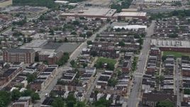 4.8K aerial stock footage of urban row houses in Baltimore, Maryland Aerial Stock Footage | AX78_119