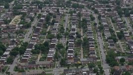 4.8K aerial stock footage approaching urban row houses in Baltimore, Maryland Aerial Stock Footage | AX78_121