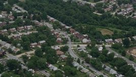 4.8K aerial stock footage of a suburban neighborhood in Baltimore, Maryland Aerial Stock Footage | AX78_124
