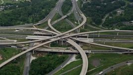 4.8K aerial stock footage of light traffic on I-95 and I-695 interchange east of the city of Baltimore, Maryland Aerial Stock Footage | AX78_127