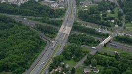 4.8K aerial stock footage of Mountain Road overpass and Interstate 95 in Joppa, Maryland Aerial Stock Footage | AX78_141