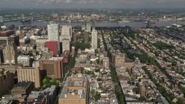 4.8K aerial stock footage approaching apartment high-rises in Downtown Philadelphia, Pennsylvania Aerial Stock Footage | AX79_021